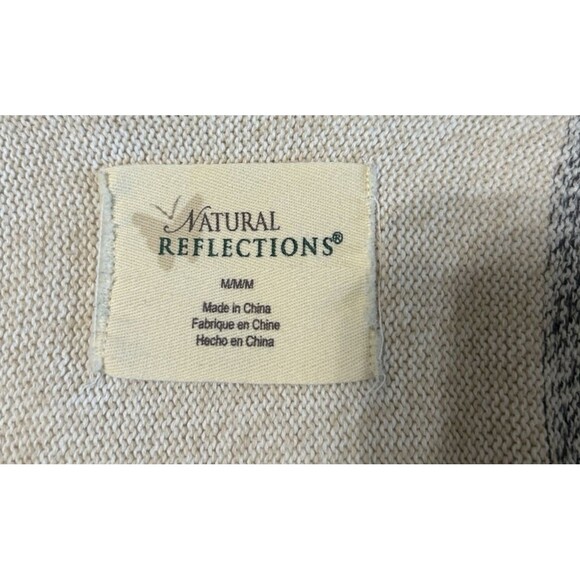 Natural Reflections Open Drape Knit Cotton Beige Black Boho Cardigan Sz M - Picture 8 of 9